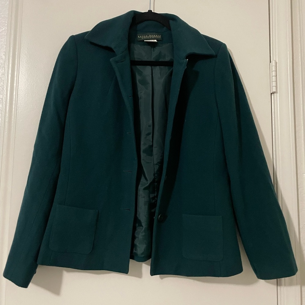 Harve Bernard by Bernard Holtzman Vintage Green Coat with original scarf Size 10 - Picture 2 of 5